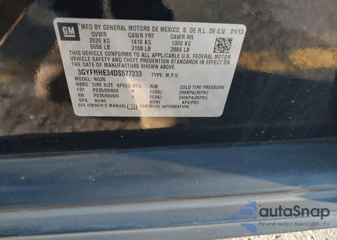 2013 Cadillac Srx Performance Collection from USA, damaged, VIN 3GYFNHE34DS577233